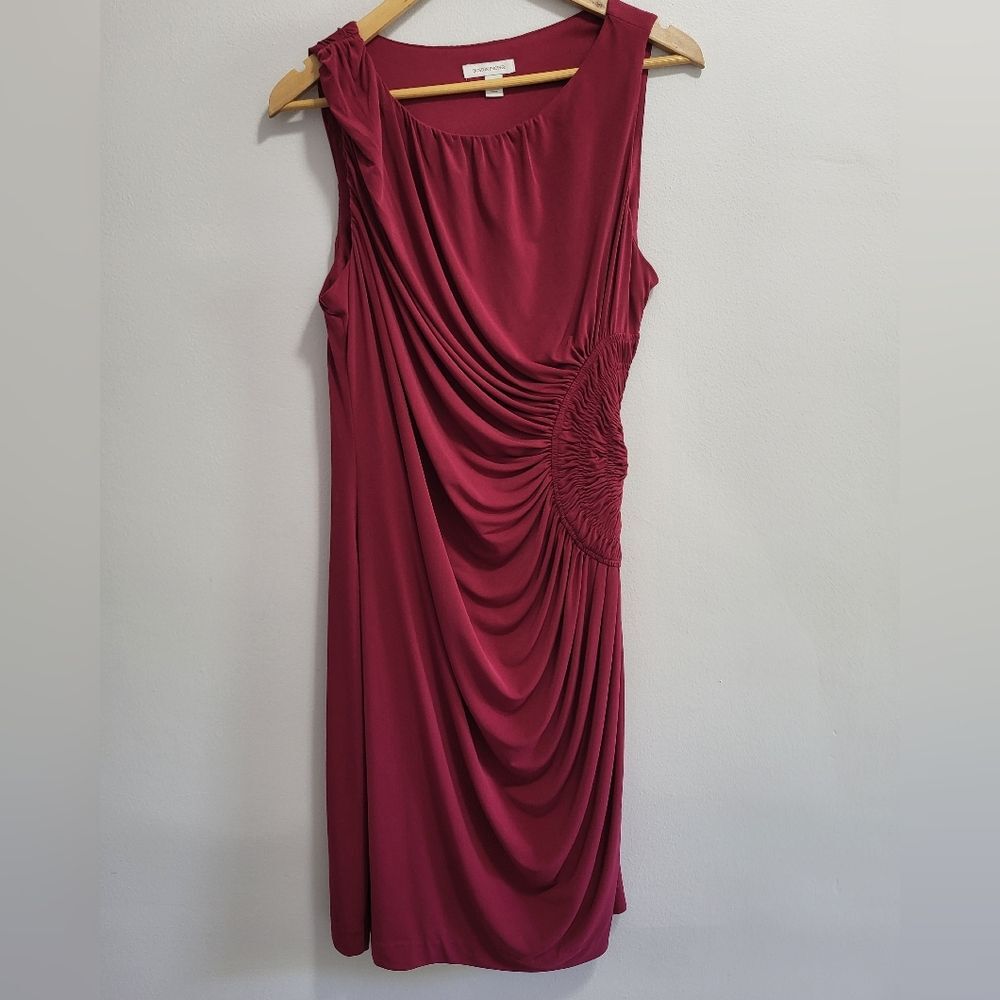 Boston Proper Draped Mini Dress in Wine